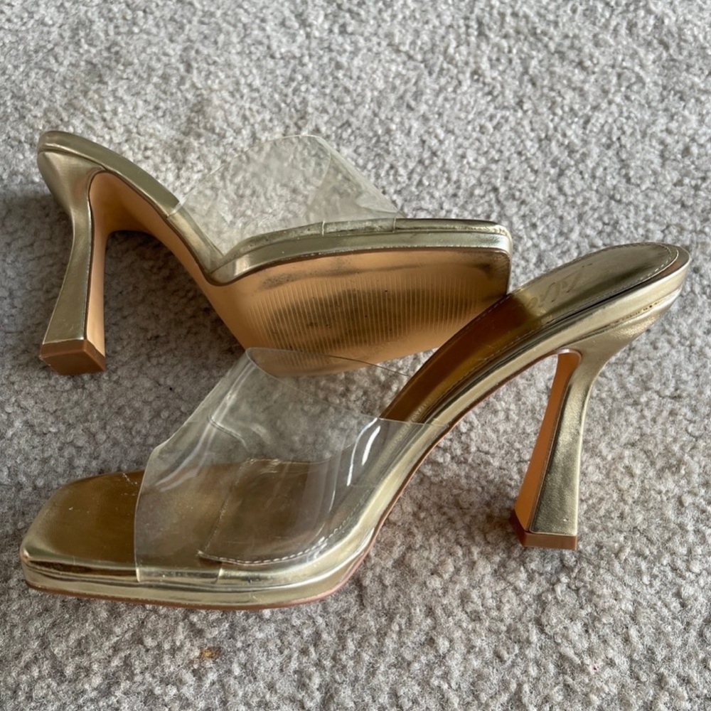 Liliana Gold/Clear Heel Sandals
